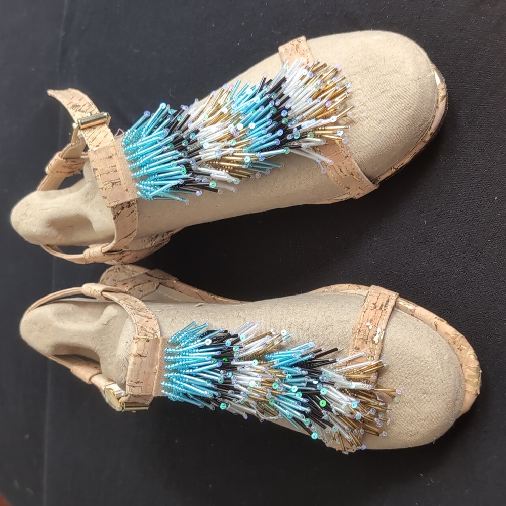 J Renee Beaded Fringe Sandals